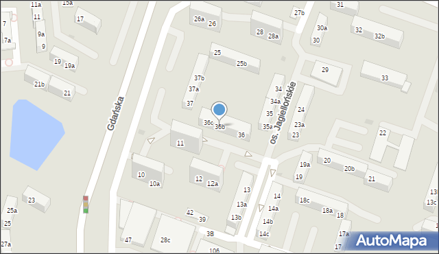 Gniezno, Osiedle Jagiellońskie, 36b, mapa Gniezna