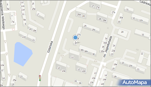 Gniezno, Osiedle Jagiellońskie, 37, mapa Gniezna