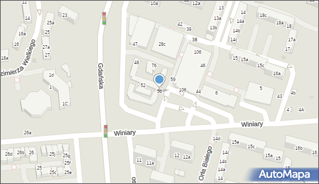 Gniezno, Osiedle Jagiellońskie, 56, mapa Gniezna