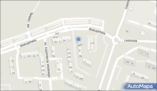 Gniezno, Osiedle Kazimierza Wielkiego, 13a, mapa Gniezna
