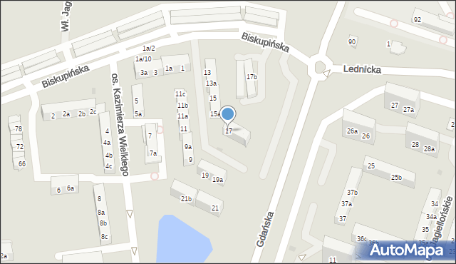 Gniezno, Osiedle Kazimierza Wielkiego, 17, mapa Gniezna