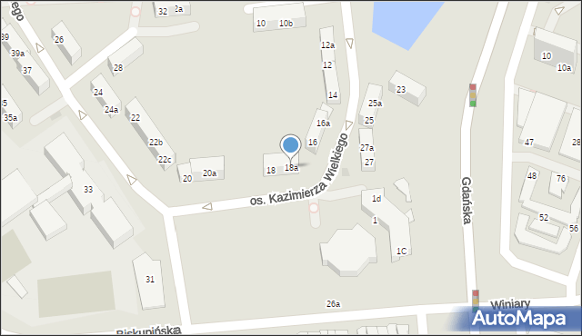 Gniezno, Osiedle Kazimierza Wielkiego, 18a, mapa Gniezna