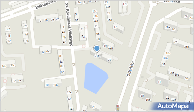 Gniezno, Osiedle Kazimierza Wielkiego, 21b, mapa Gniezna