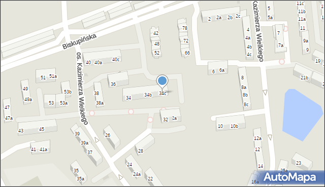 Gniezno, Osiedle Kazimierza Wielkiego, 34c, mapa Gniezna