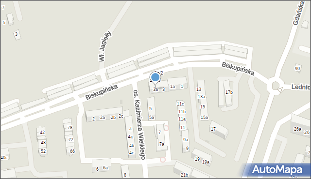 Gniezno, Osiedle Kazimierza Wielkiego, 3a, mapa Gniezna