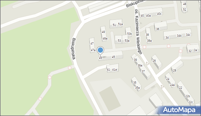 Gniezno, Osiedle Kazimierza Wielkiego, 43, mapa Gniezna