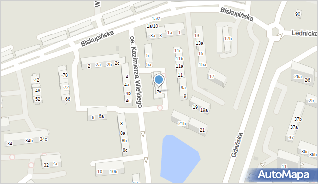 Gniezno, Osiedle Kazimierza Wielkiego, 7a, mapa Gniezna