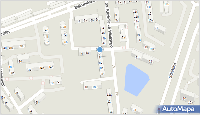Gniezno, Osiedle Kazimierza Wielkiego, 8, mapa Gniezna