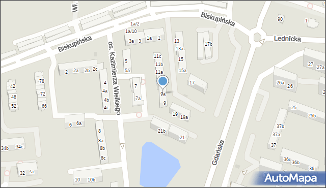 Gniezno, Osiedle Kazimierza Wielkiego, 9a, mapa Gniezna