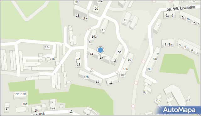 Gniezno, Osiedle Króla Władysława Łokietka, 14b, mapa Gniezna
