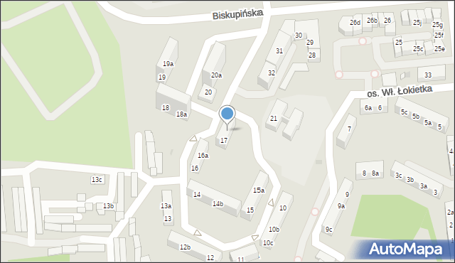 Gniezno, Osiedle Króla Władysława Łokietka, 17a, mapa Gniezna