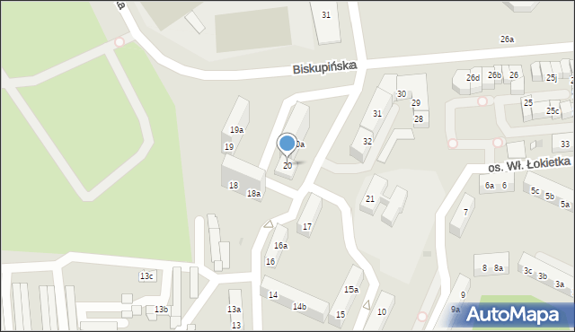 Gniezno, Osiedle Króla Władysława Łokietka, 20, mapa Gniezna
