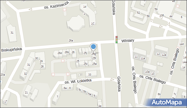 Gniezno, Osiedle Króla Władysława Łokietka, 25g, mapa Gniezna