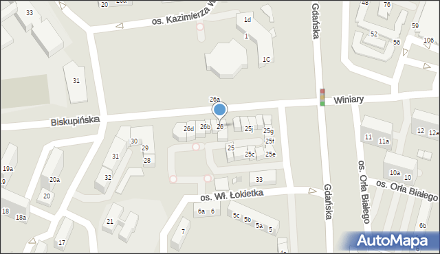 Gniezno, Osiedle Króla Władysława Łokietka, 26, mapa Gniezna