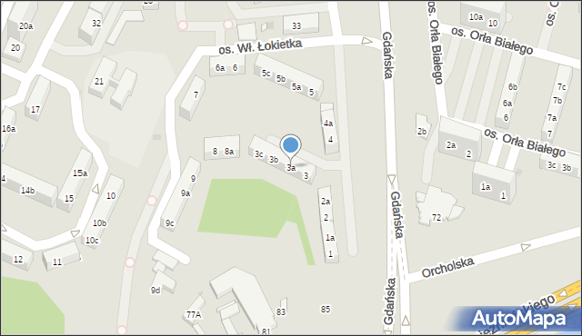 Gniezno, Osiedle Króla Władysława Łokietka, 3a, mapa Gniezna