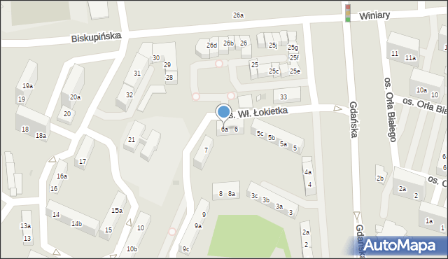 Gniezno, Osiedle Króla Władysława Łokietka, 6a, mapa Gniezna