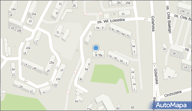 Gniezno, Osiedle Króla Władysława Łokietka, 8, mapa Gniezna
