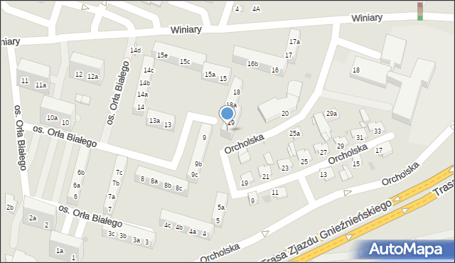 Gniezno, Osiedle Orła Białego, 19a, mapa Gniezna