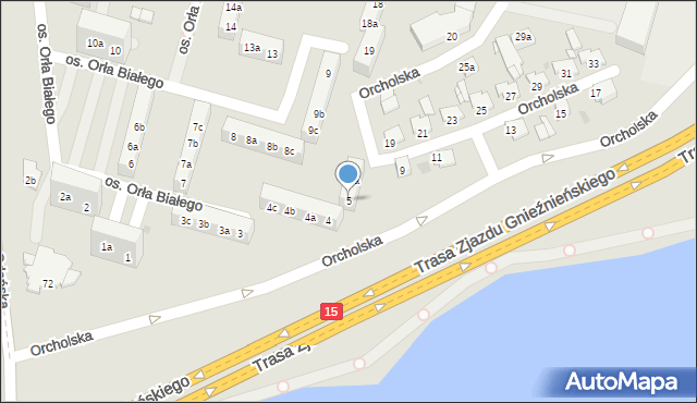 Gniezno, Osiedle Orła Białego, 5, mapa Gniezna
