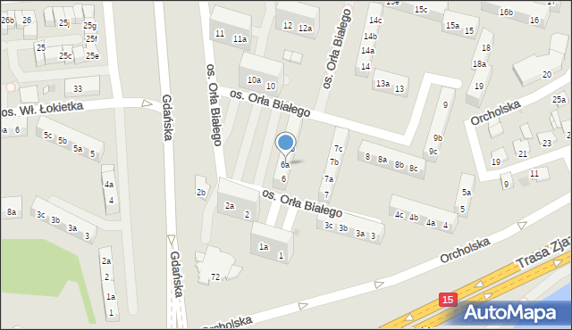 Gniezno, Osiedle Orła Białego, 6a, mapa Gniezna