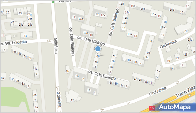 Gniezno, Osiedle Orła Białego, 6b, mapa Gniezna