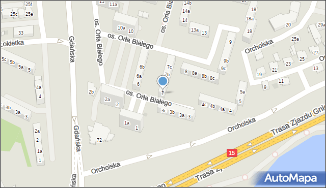 Gniezno, Osiedle Orła Białego, 7, mapa Gniezna