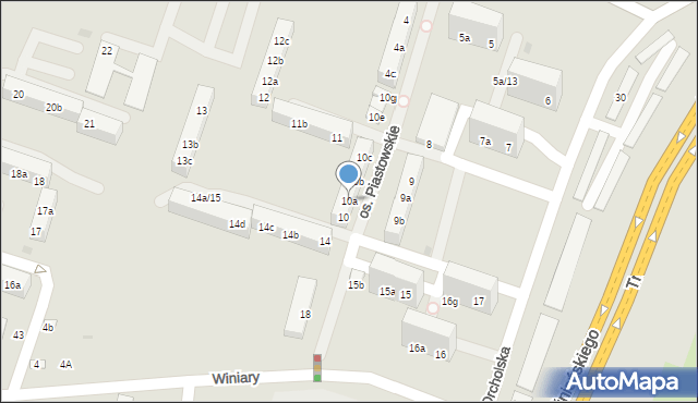 Gniezno, Osiedle Piastowskie, 10a, mapa Gniezna