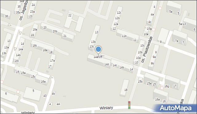 Gniezno, Osiedle Piastowskie, 14a/15, mapa Gniezna
