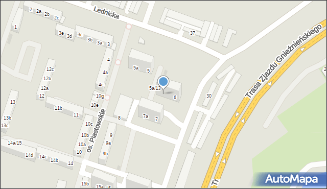 Gniezno, Osiedle Piastowskie, 6a, mapa Gniezna