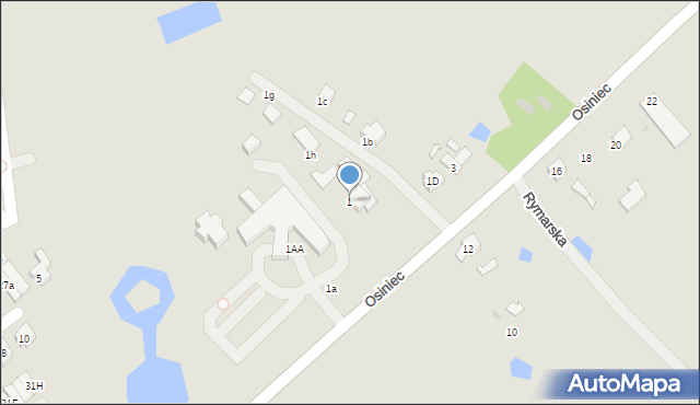 Gniezno, Osiniec, 1, mapa Gniezna