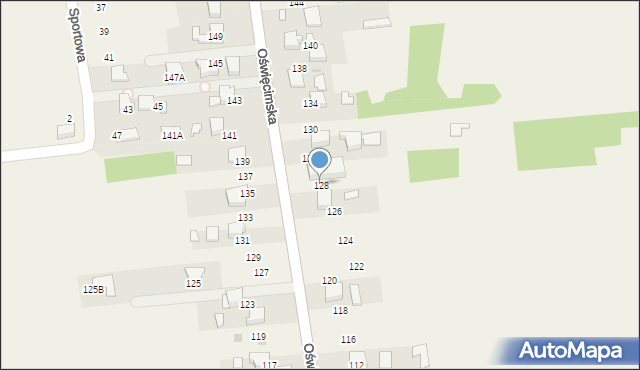 Gorzów, Oświęcimska, 128, mapa Gorzów