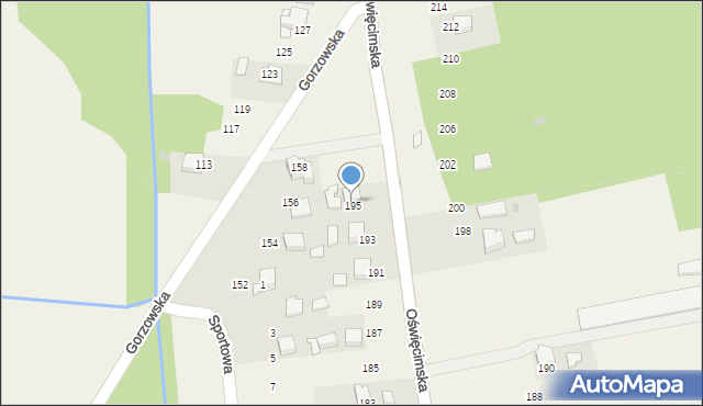 Gorzów, Oświęcimska, 195, mapa Gorzów