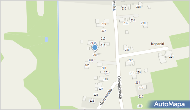 Gorzów, Oświęcimska, 209, mapa Gorzów