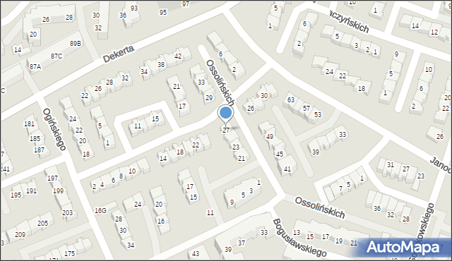 Gorzów Wielkopolski, Ossolińskich, 27, mapa Gorzów Wielkopolski