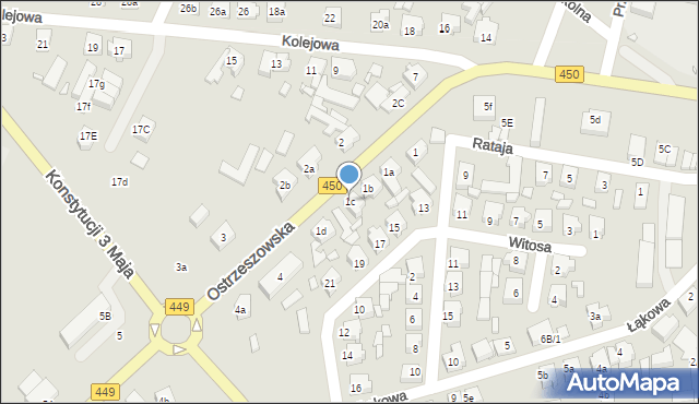 Grabów nad Prosną, Ostrzeszowska, 1c, mapa Grabów nad Prosną