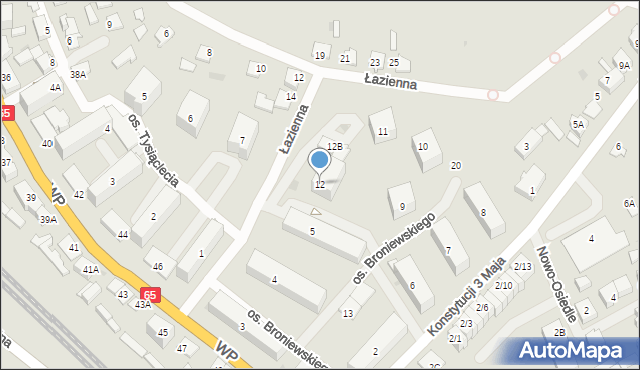 Grajewo, Osiedle Broniewskiego, 12, mapa Grajewo