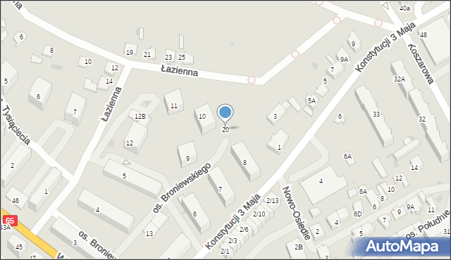 Grajewo, Osiedle Broniewskiego, 20, mapa Grajewo