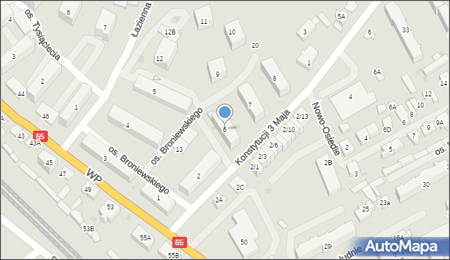 Grajewo, Osiedle Broniewskiego, 6, mapa Grajewo