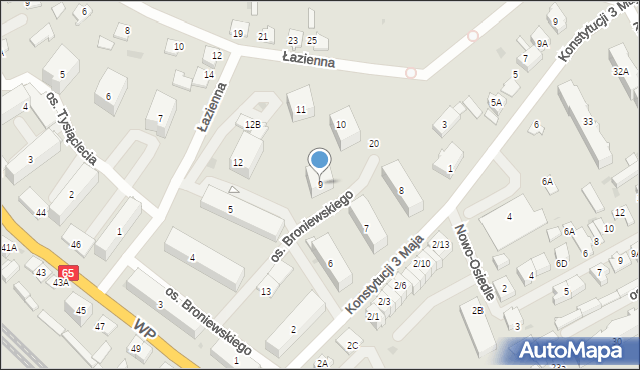 Grajewo, Osiedle Broniewskiego, 9, mapa Grajewo
