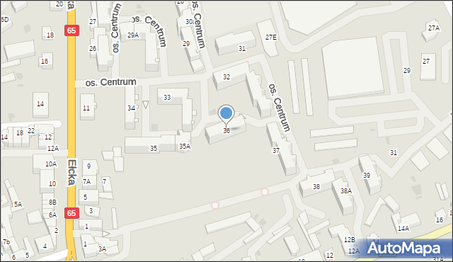 Grajewo, Osiedle Centrum, 36, mapa Grajewo