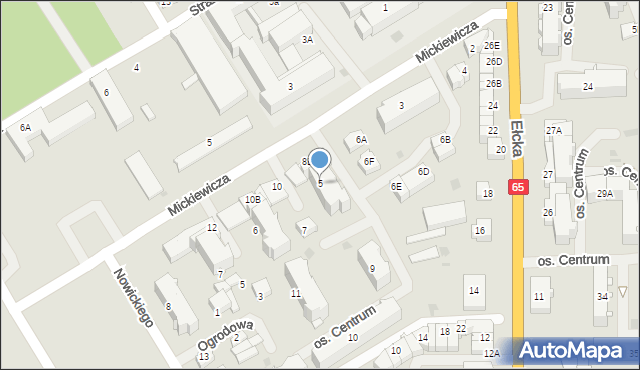 Grajewo, Osiedle Centrum, 5, mapa Grajewo