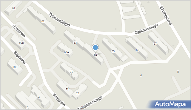 Grajewo, Osiedle Południe, 64, mapa Grajewo