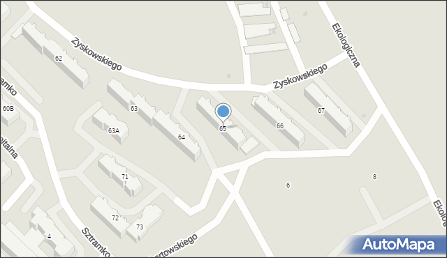 Grajewo, Osiedle Południe, 65, mapa Grajewo