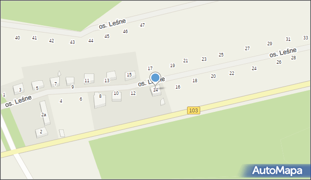 Grębowo, Osiedle Leśne, 14, mapa Grębowo