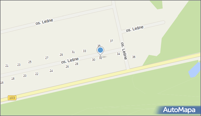 Grębowo, Osiedle Leśne, 32, mapa Grębowo