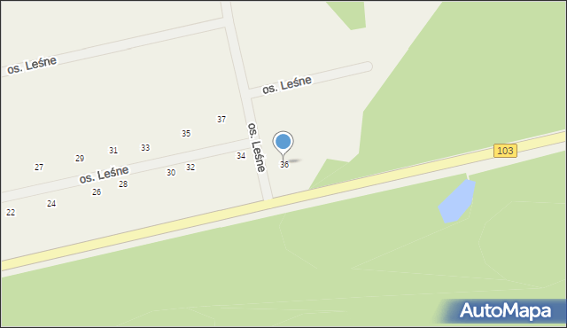 Grębowo, Osiedle Leśne, 36, mapa Grębowo