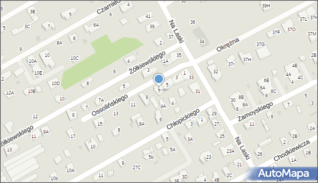 Grodzisk Mazowiecki, Ossolińskiego J., kanc., 7, mapa Grodzisk Mazowiecki