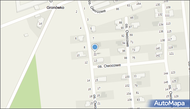 Gronówko, Osiedle Owocowe, 11, mapa Gronówko