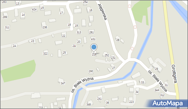 Grybów, Osiedle Biała Wyżna, 219, mapa Grybów