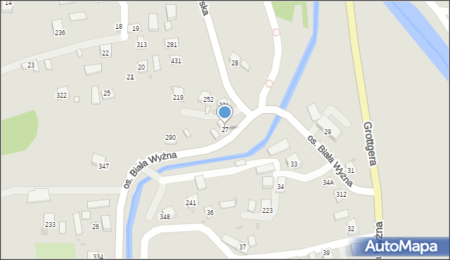 Grybów, Osiedle Biała Wyżna, 27, mapa Grybów
